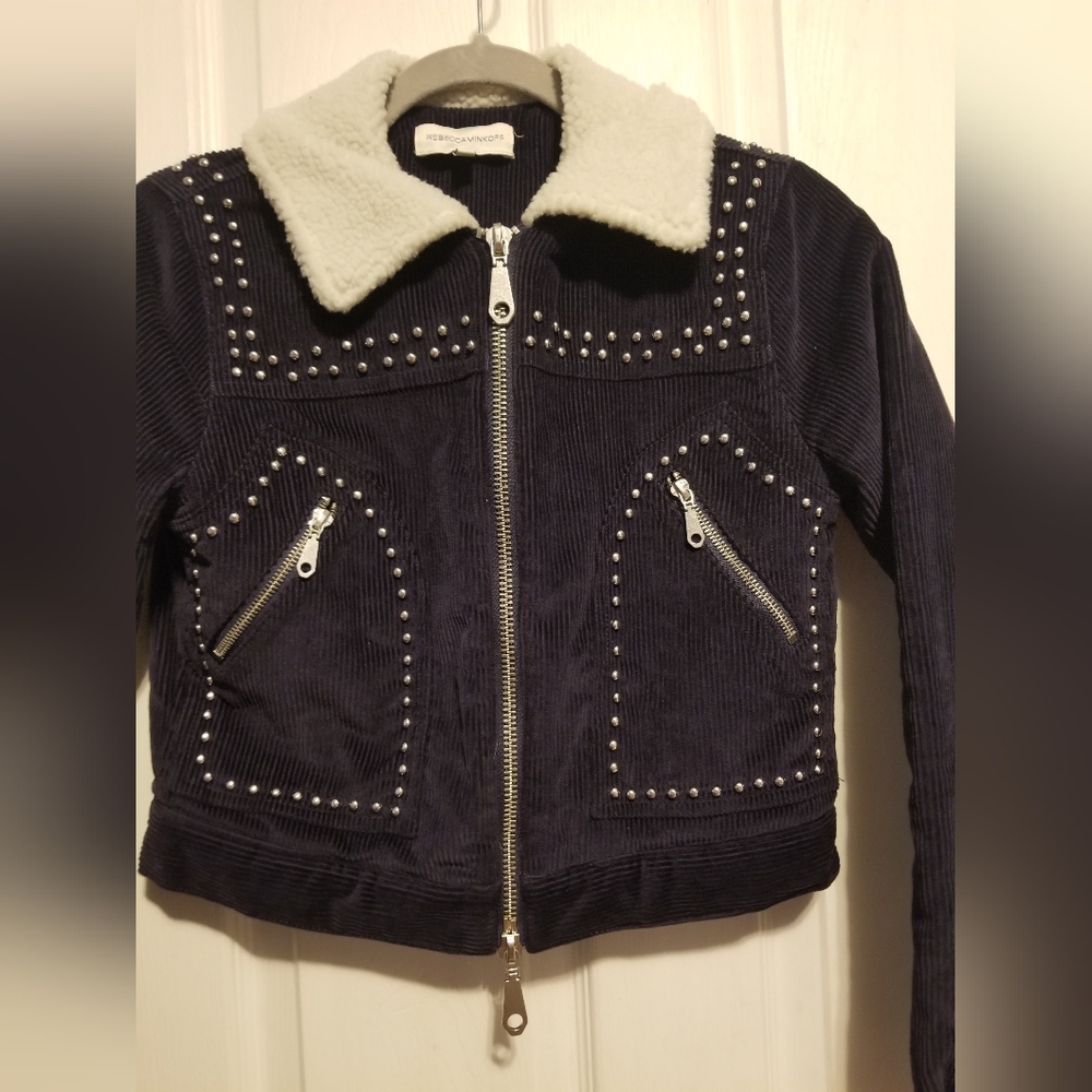 Rebecca Minkoff Koshova Faux Shearling Jacket in Navi Size XXS - Picture 7 of 14